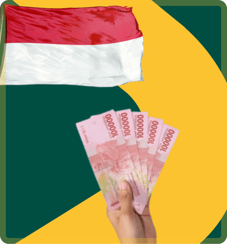 Indonesiah flag and currency notes rupiah