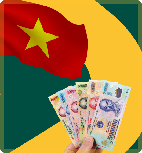 Vietnamese dong with vietnam flag