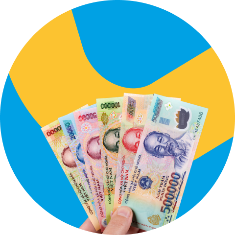 vietnam currency in hands