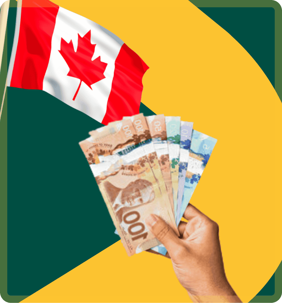 Canada flag and canada currency notes